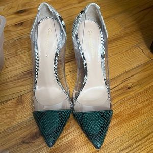 Gianvito Rossi Shoes | Python Plexi Pumps | Color: Gray/Green/Cream